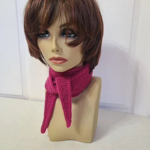 Sophie Scarf Classic Design Small Double Wrap Handmade Knitted Acrylic Magenta - Picture 12 of 15